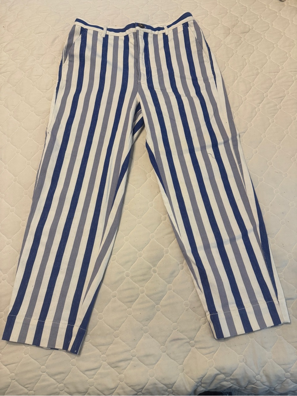 Madewell White and Light Blue Striped Jeans